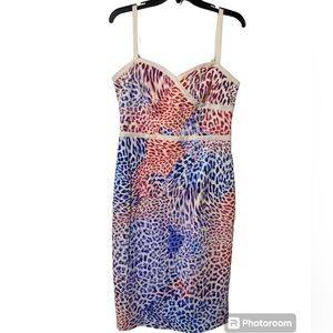 Black Halo Multicolor Animal Print Dress